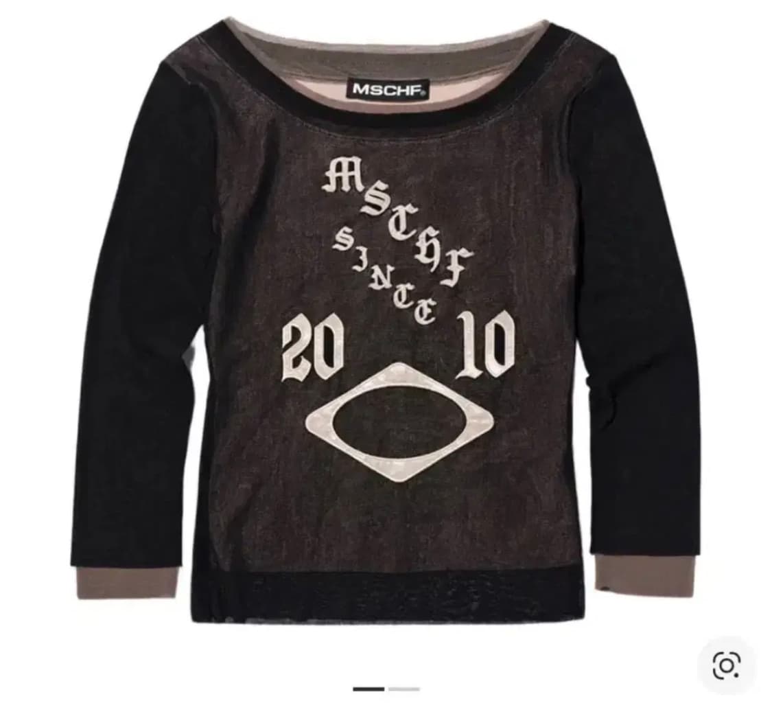 미스치프 보트넥 메쉬 탑 블랙 상품이미지1