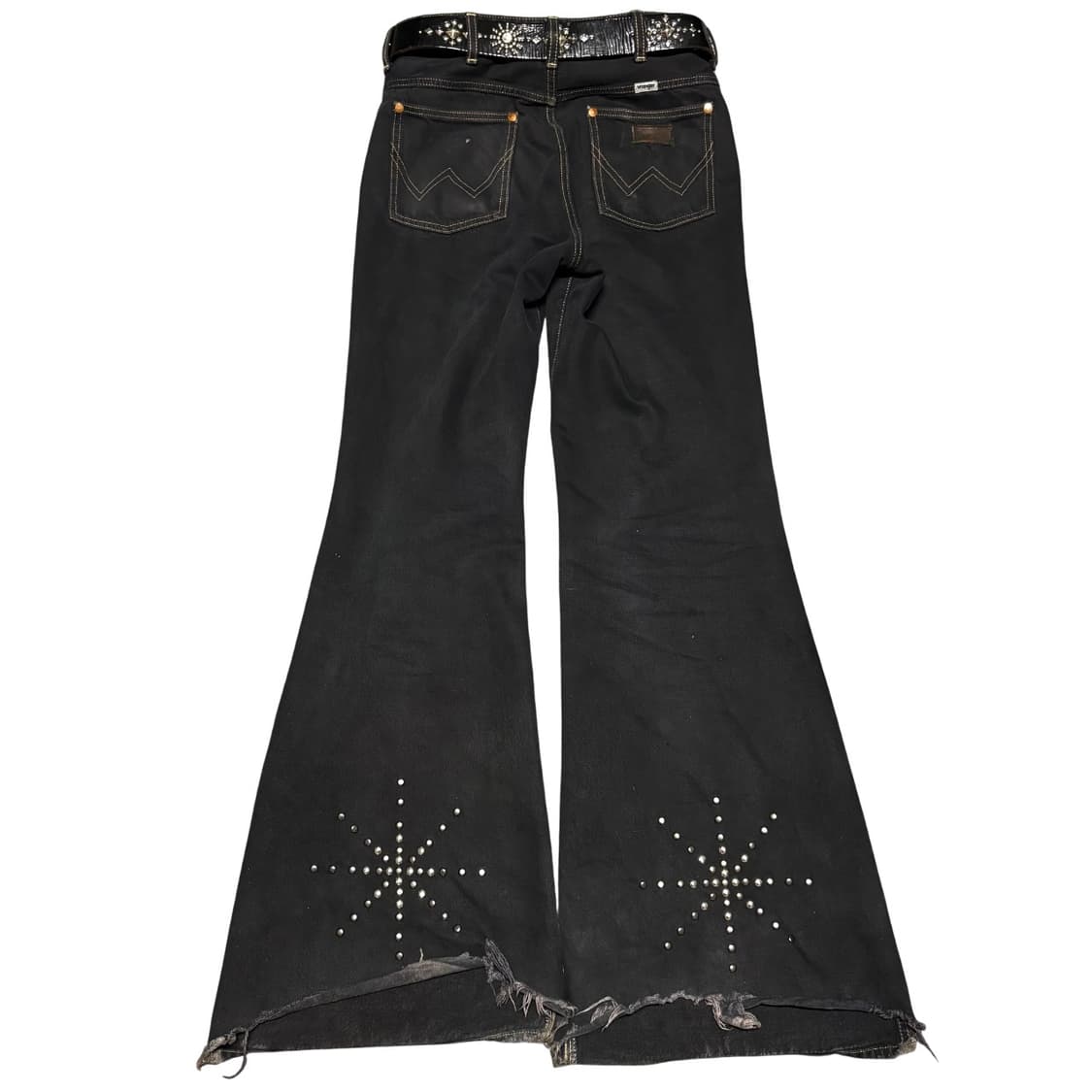 랭글러 스터드 커스텀 블랙다잉 데님팬츠 벨바텀 플레어 부츠컷 상품이미지3