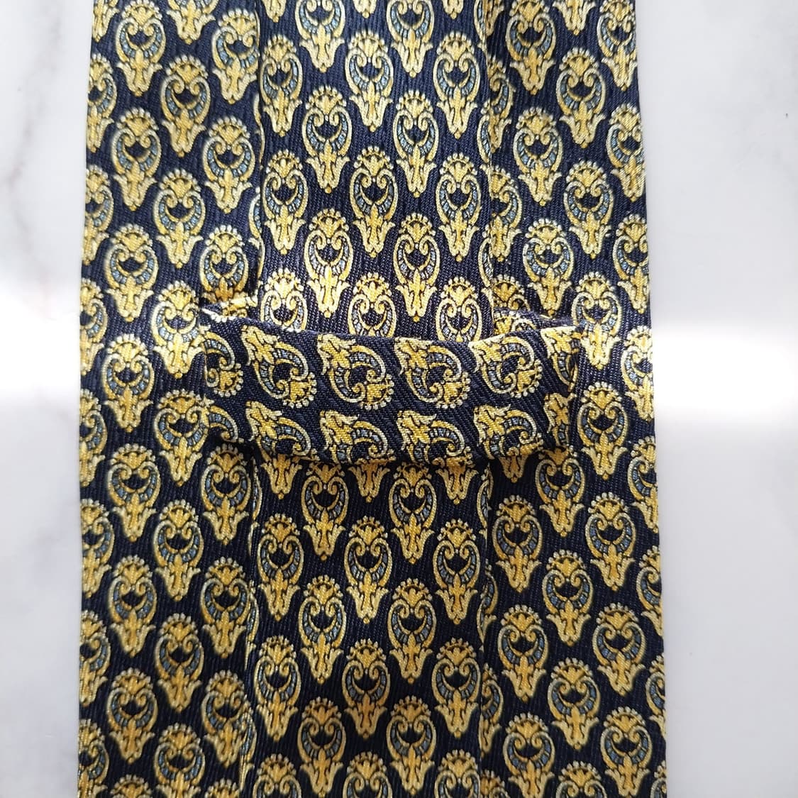 에스 티 듀퐁 실크 네이비 페이즐리 넥타이 9.4cm A+등급 K1119 상품이미지9