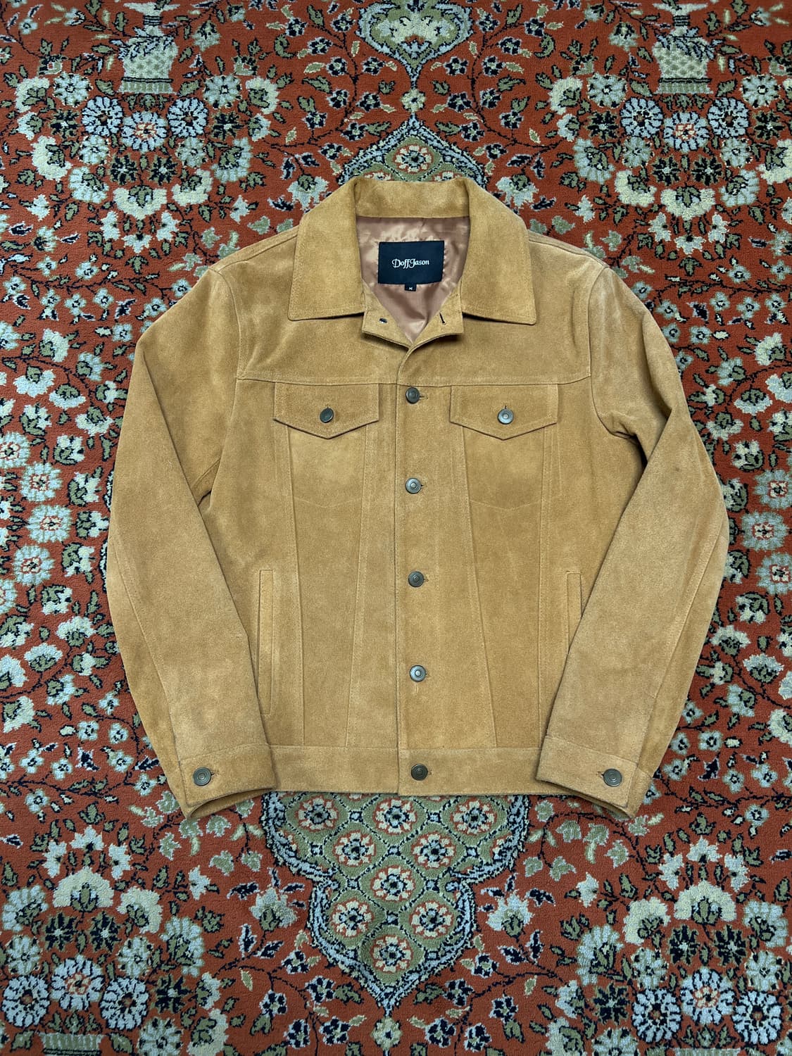 [M] 도프제이슨 리얼 소가죽 스웨이드 트러커 자켓 카멜 상품이미지2