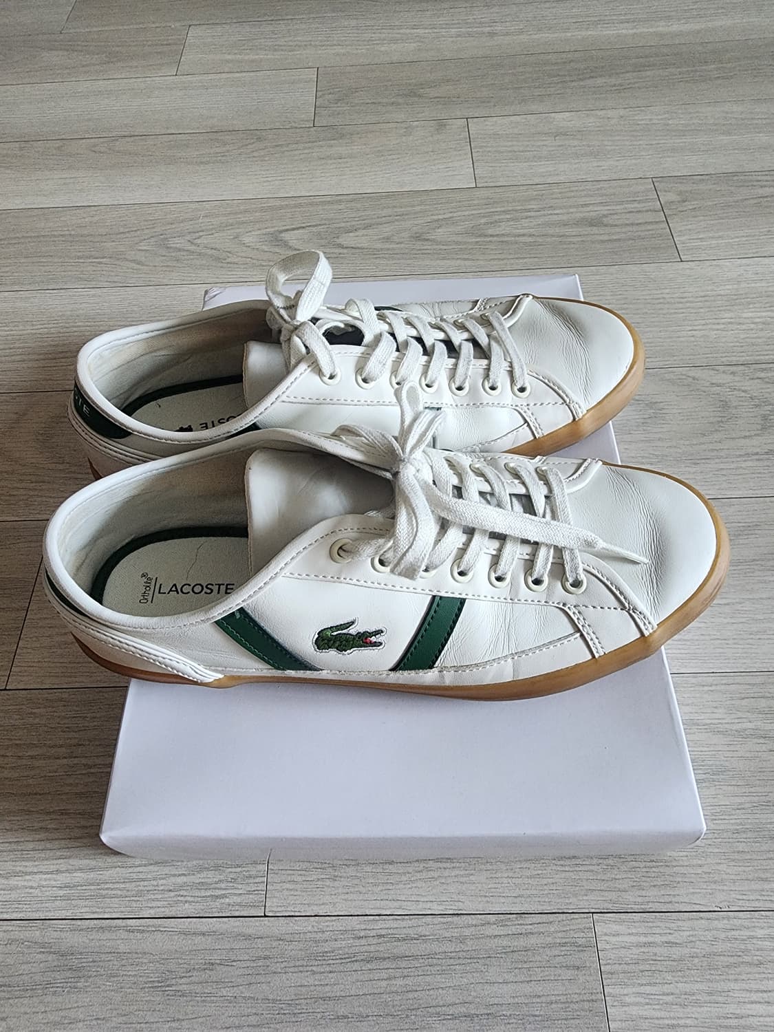 무료배송)) 라코스테 흰색 스니커즈 그린 스트라이프 상품이미지2