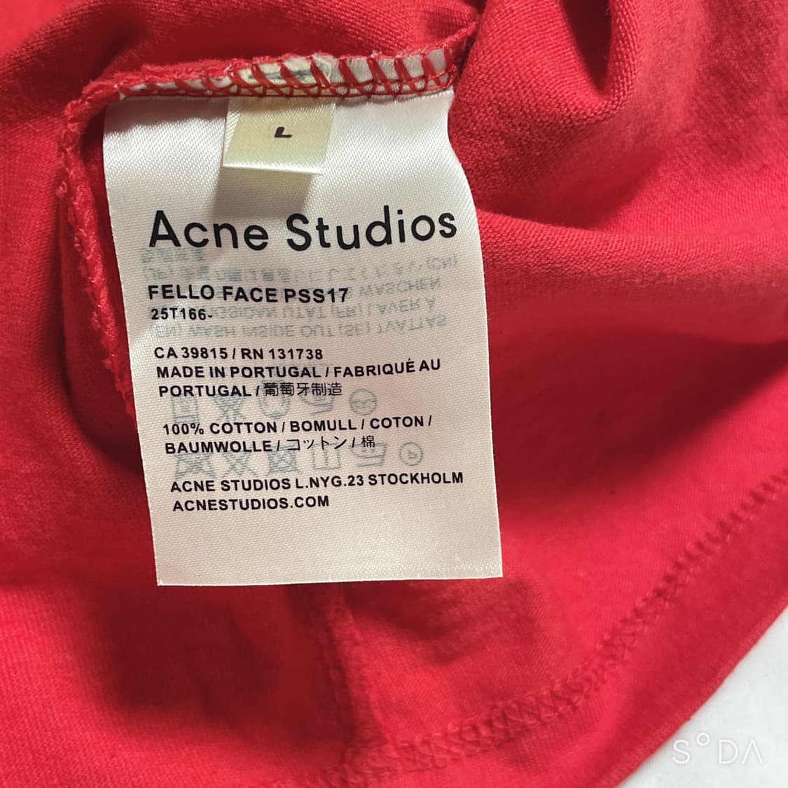아크네 스튜디오 페이스 반팔 티셔츠 레드 L 상품이미지8