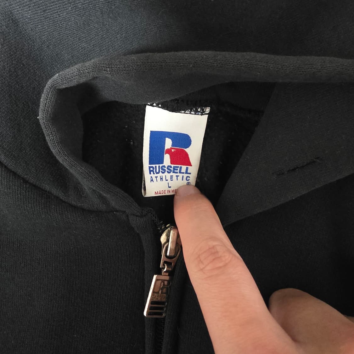 [L] 90s 빈티지 러셀 애슬레틱 후드집업 블랙 ver. 나이스 컨디션 상품이미지5