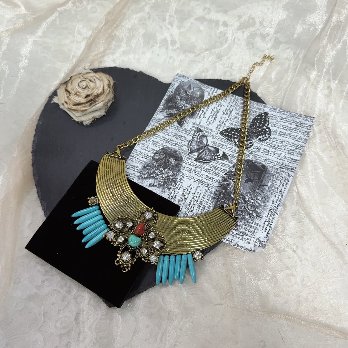 빈티지 에스닉 터키석 쿠바체인 목걸이 상품이미지2