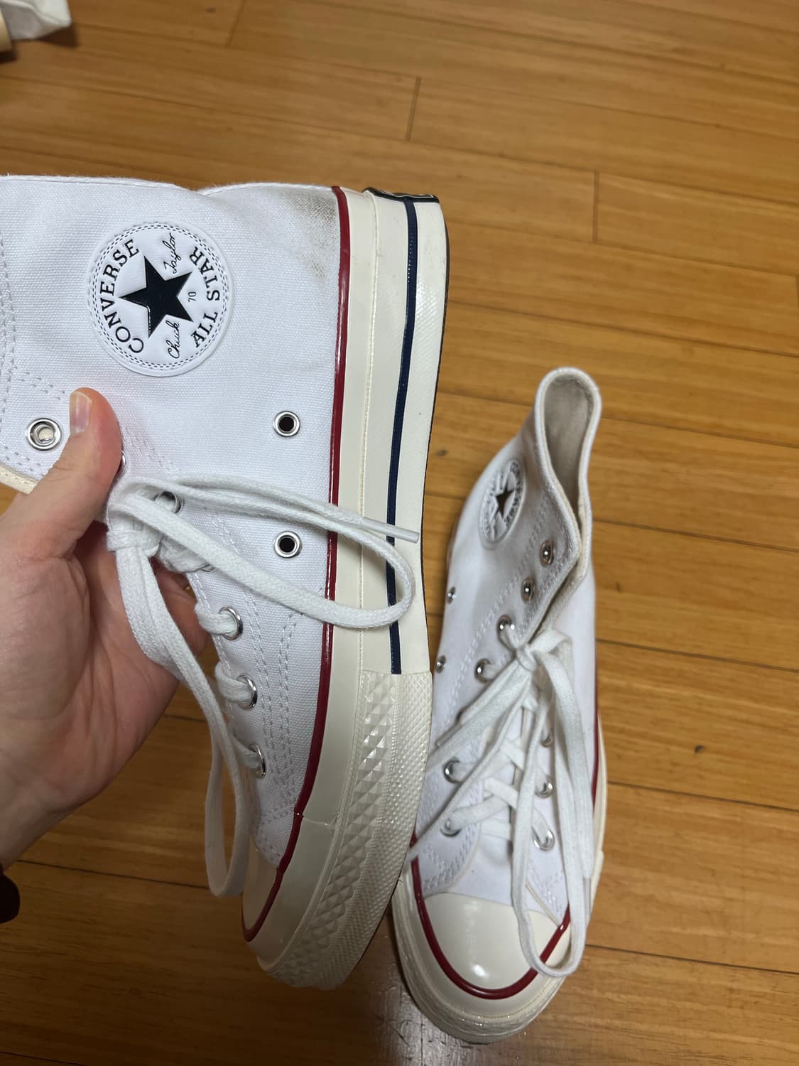 컨버스 하이 척70 화이트 245 스탠다드(와이드 아닙니다) 상품이미지2