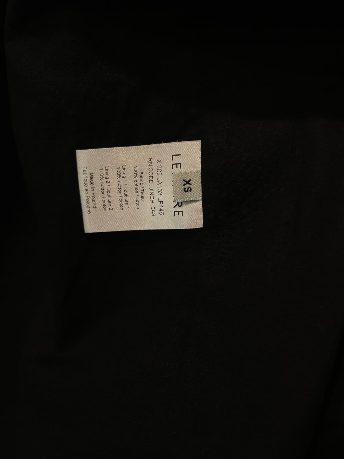 Lemaire 더블 브레스티드 코티드 코튼 블랙 자켓 상품이미지6