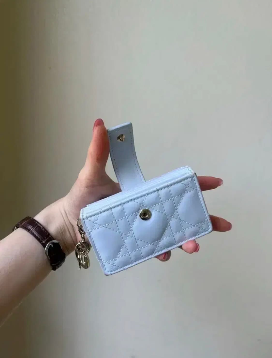 디올 아코디언 지갑 스카이블루 상품이미지3