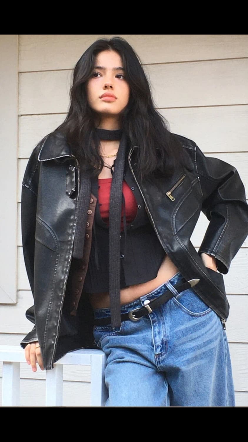 비터셀즈 워싱 레더 자켓 블랙, 3회 착용 제품 상품이미지3