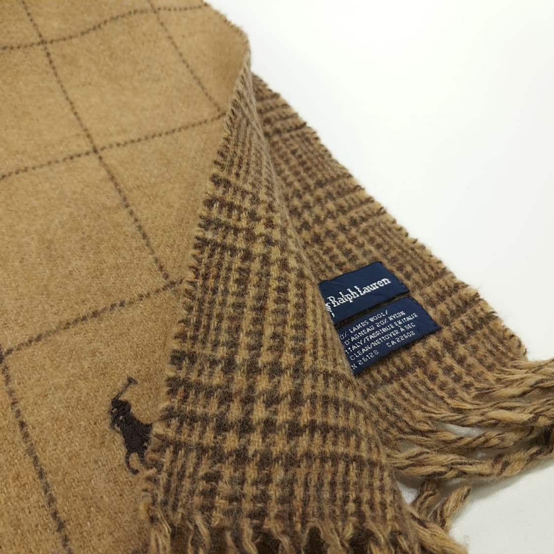 MX156 폴로 랄프로렌 브라운 램스울 양면 목도리 머플러 상품이미지4