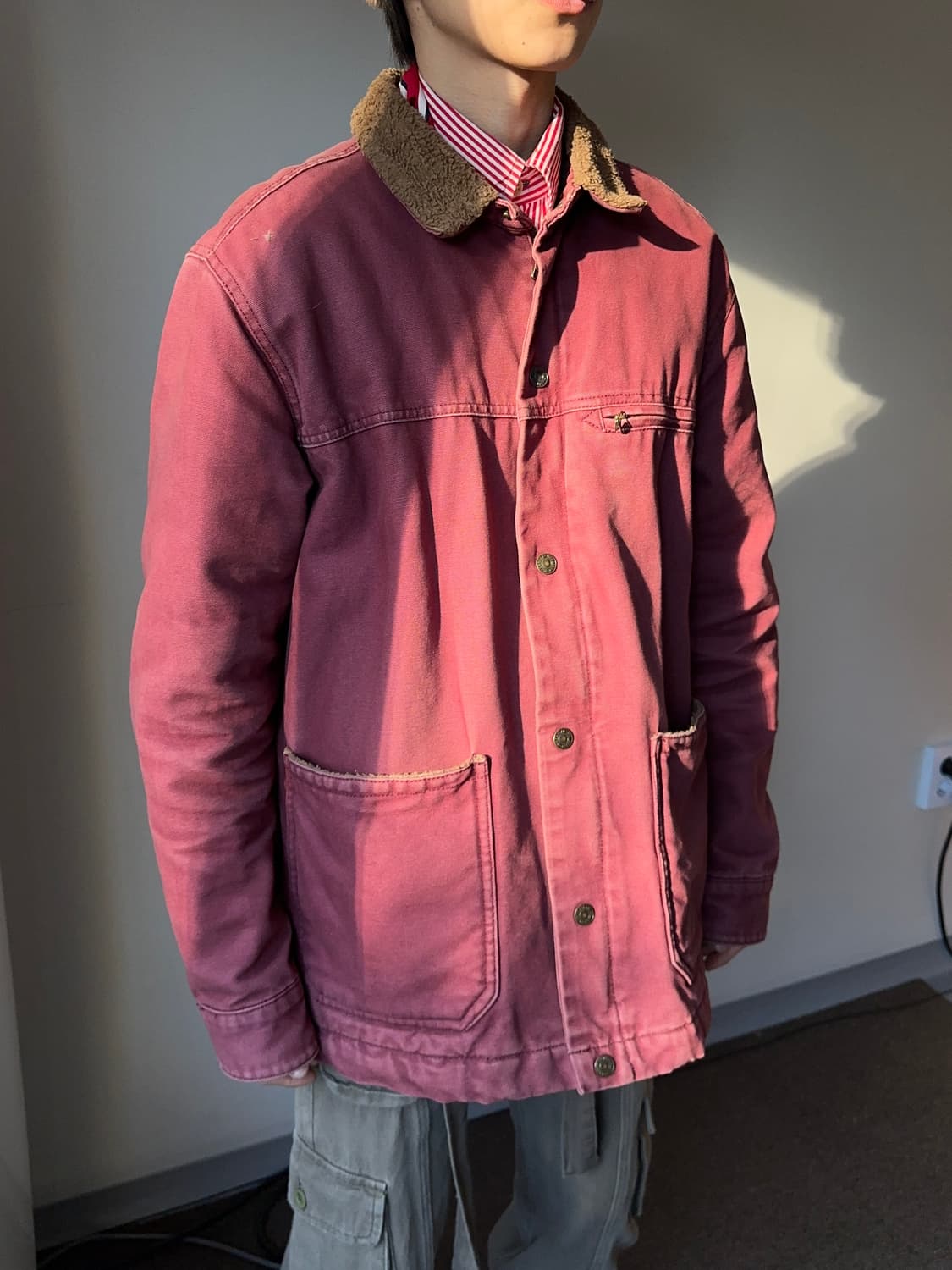 Pull & Bear 버건디 쉐르파 초어 자켓 상품이미지4