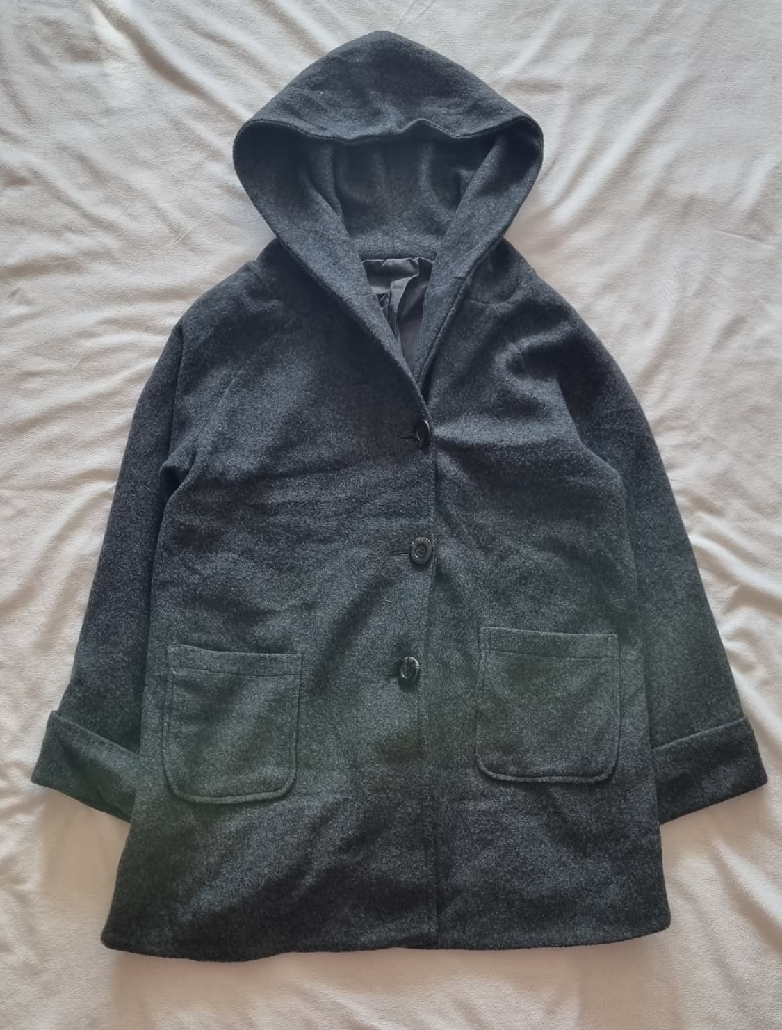 빈티지 모리걸 하구미 그레이 후드 코트 상품이미지1
