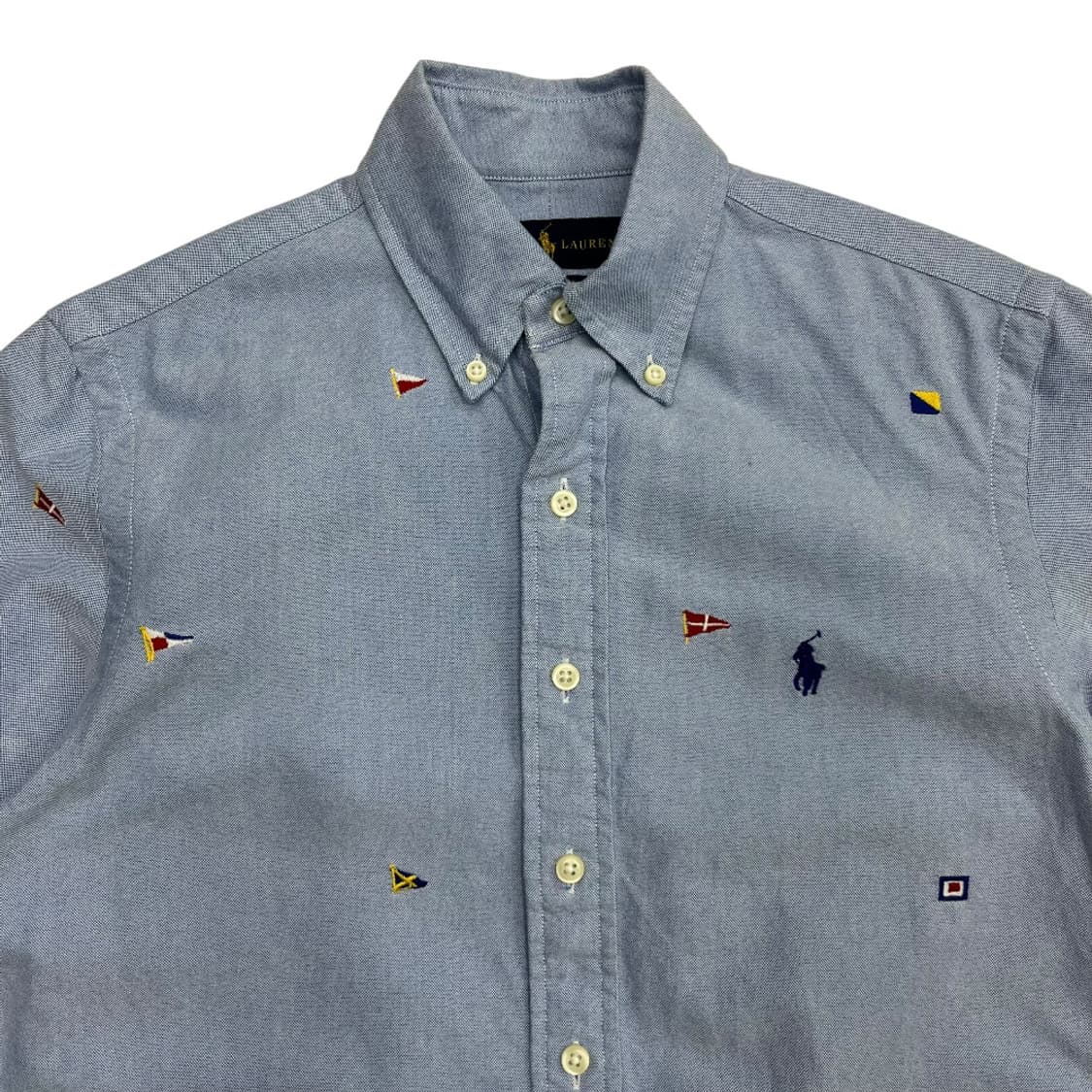 폴로 랄프로렌 네이비포니 플래그 패턴 소라 반팔셔츠 XS 상품이미지4