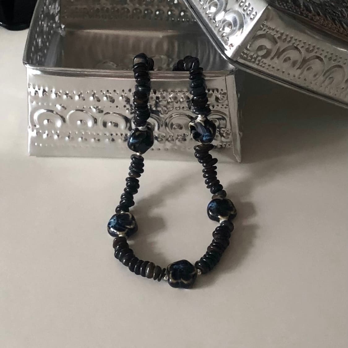 gemstone marble necklace (black) 상품이미지3