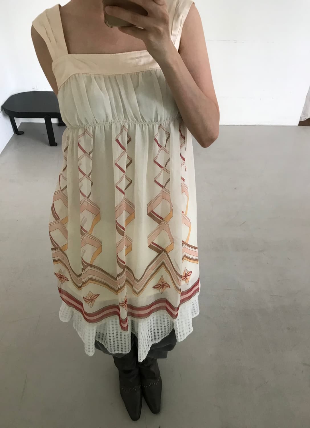 vintage ivory pattern sleeveless 상품이미지4