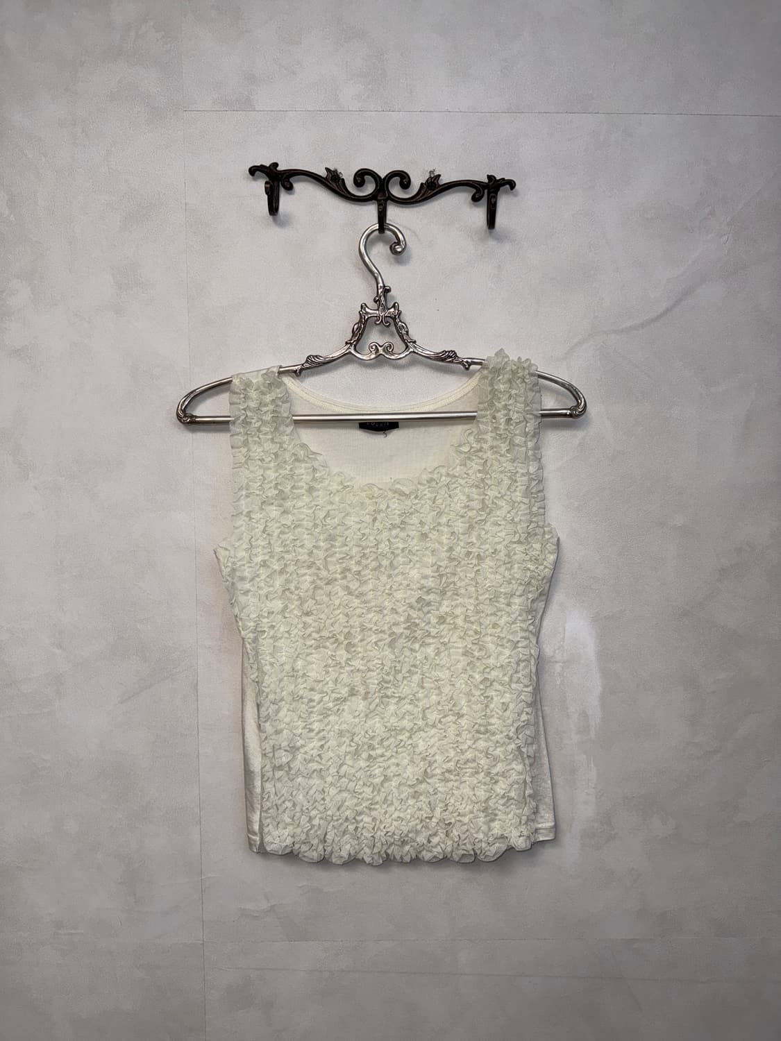 White ruffle lace sleeveless  상품이미지1