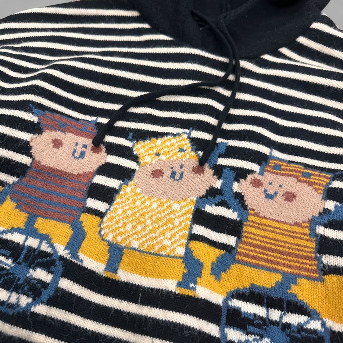 Striped embroidered knit hood 상품이미지7