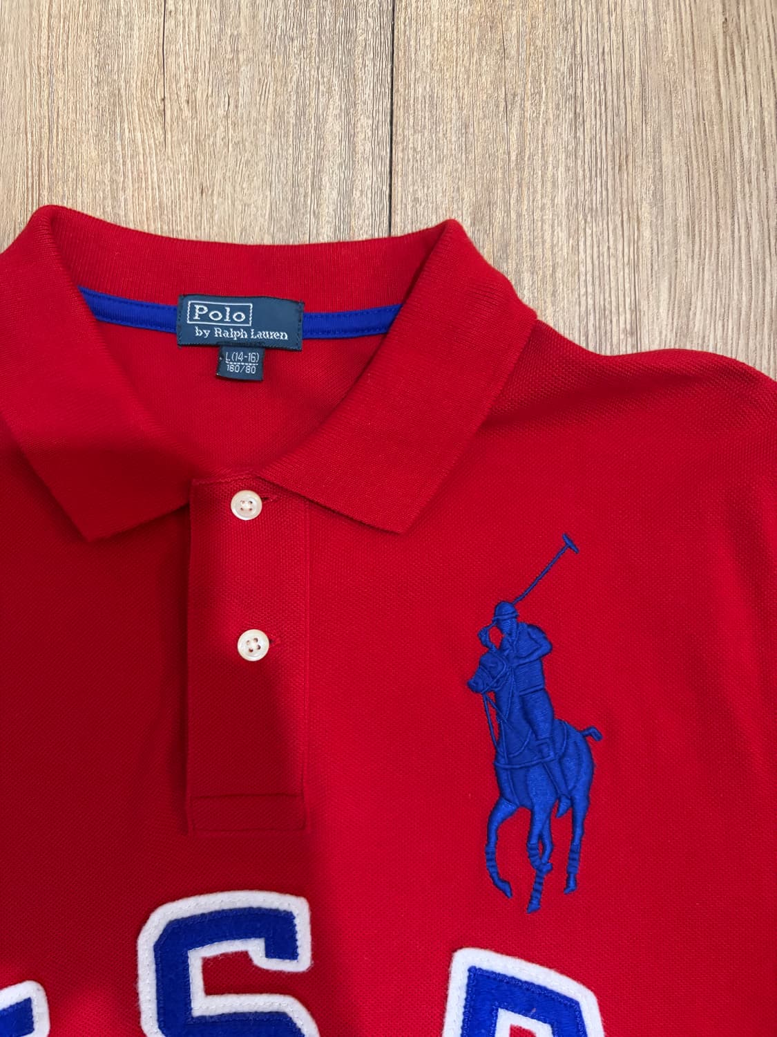 66~77) 폴로 빅포니 USA 카라티 레드 상품이미지3