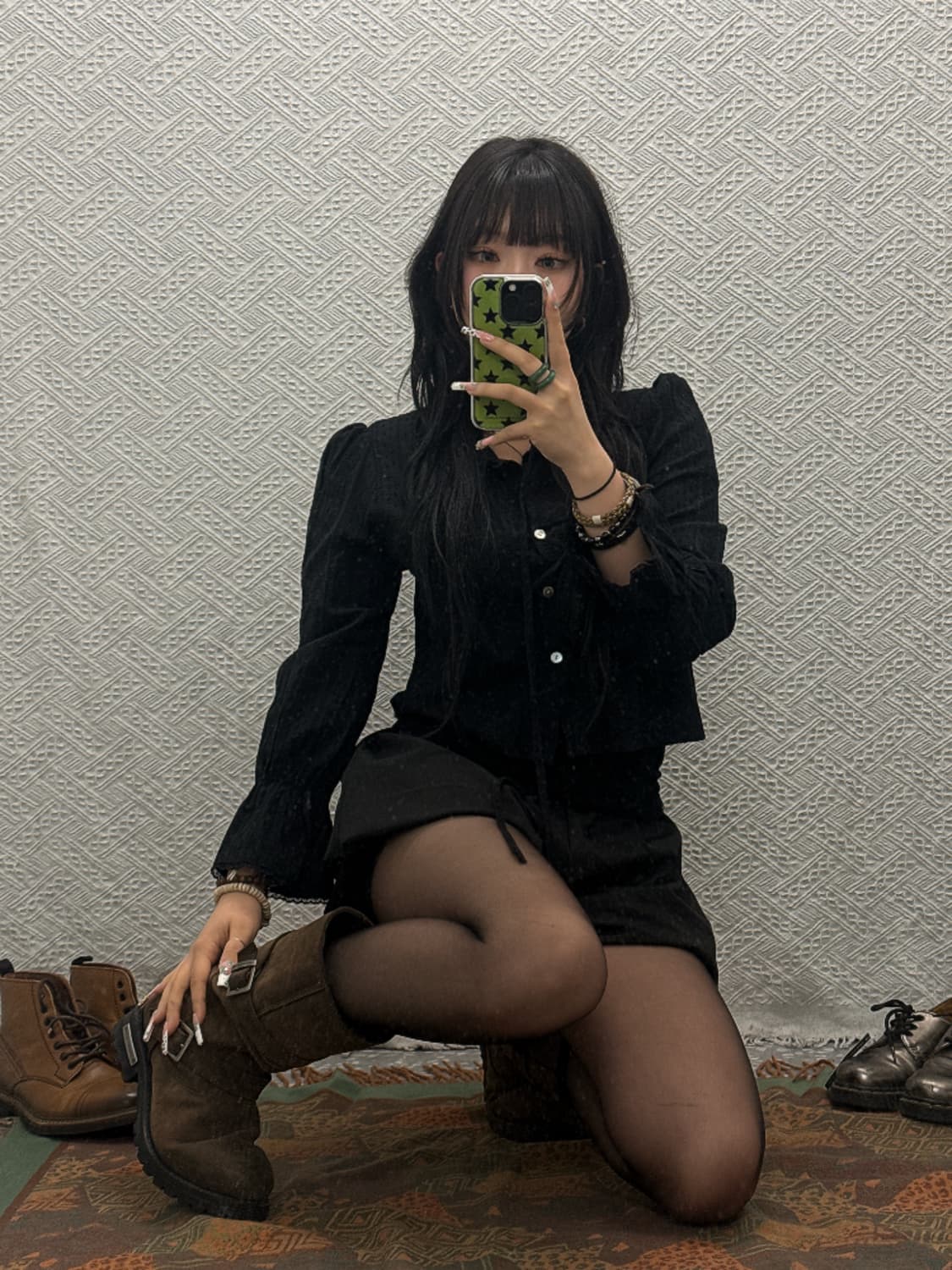 빈티지 로코코 펀칭 프릴 슬리브 리본 긴팔 블라우스 K0155 상품이미지2