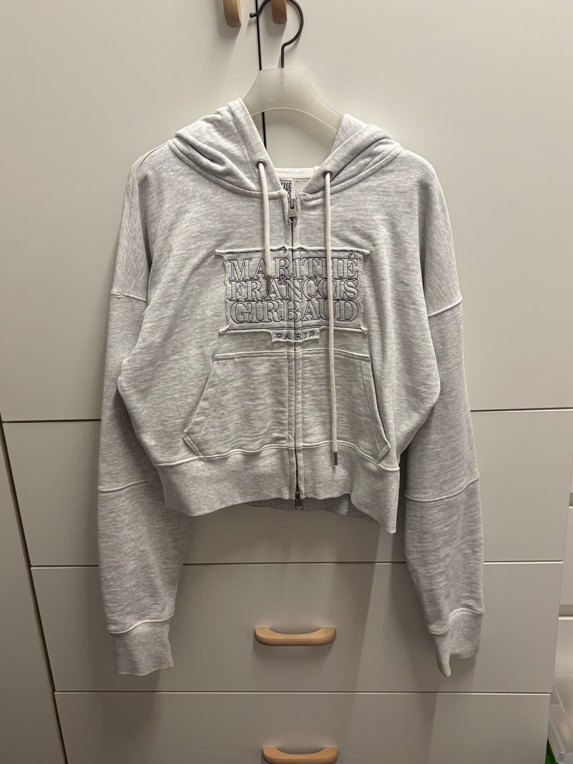 마리떼 크롭 후드집업 라이트그레이 S 상품이미지3