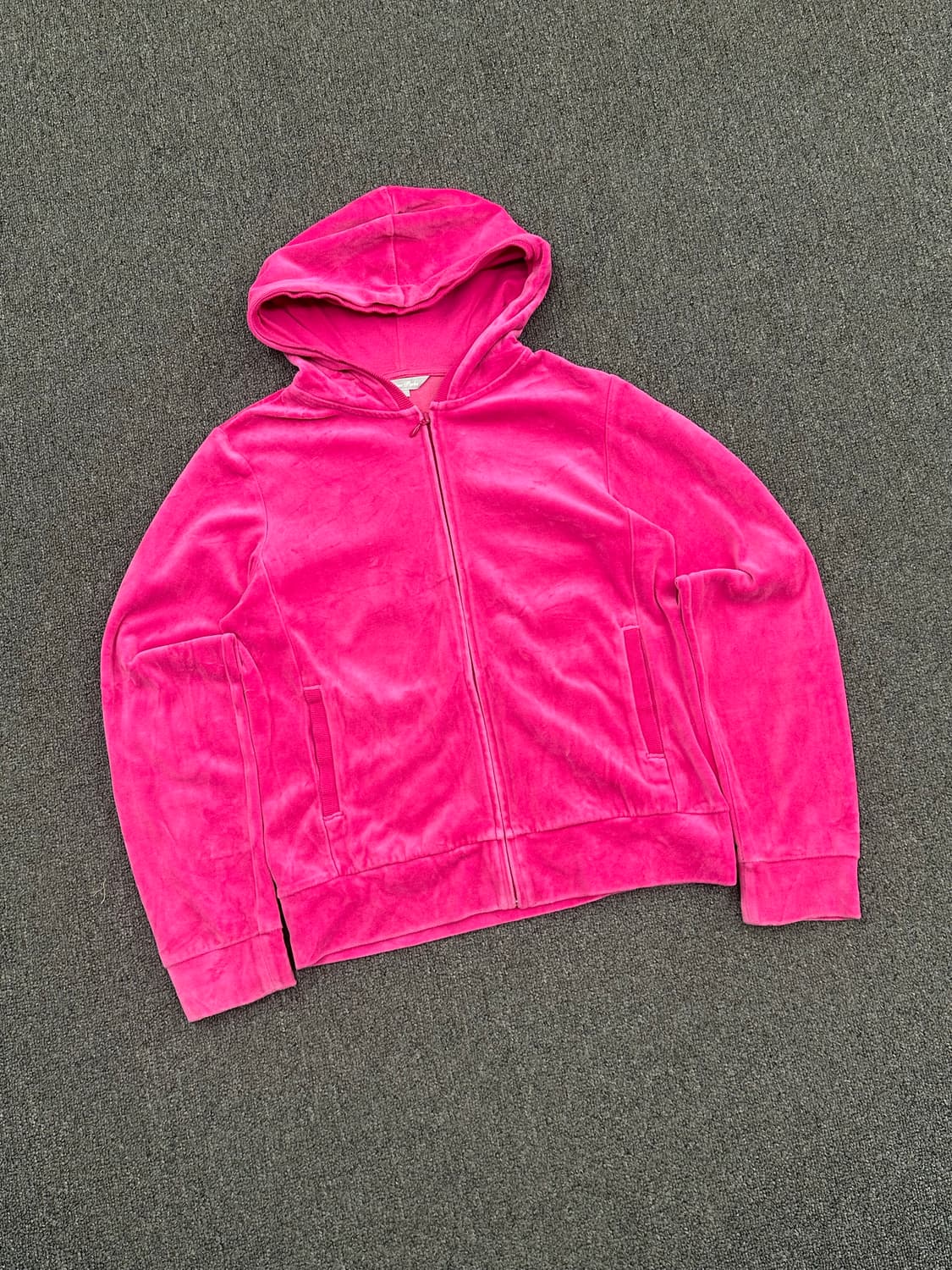 L)유니클로 빈티지 여성 핑크 벨벳 후드집업 상품이미지1