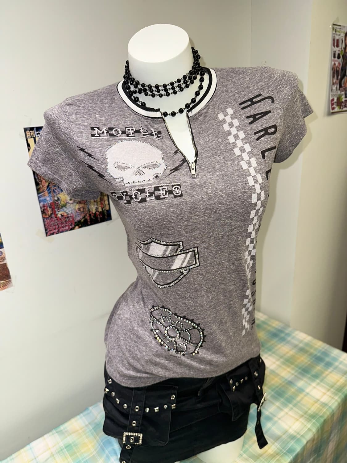 Cubic Detail Gray Slim T-shirt 상품이미지1