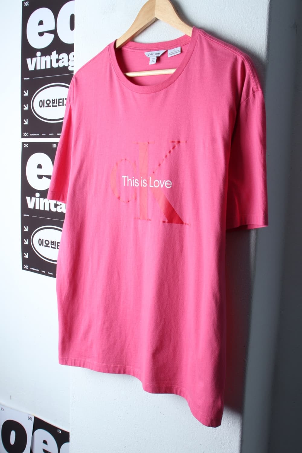 (M-XL) 캘빈클라인 반팔 티셔츠 빅로고 핑크 올드스쿨-H32474 상품이미지1