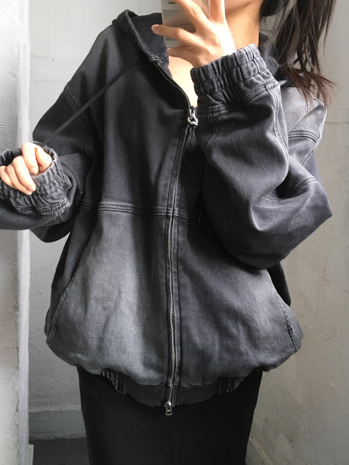 Solid Homme 솔리드옴므 23FW 다잉 데님 후드집업 상품이미지1