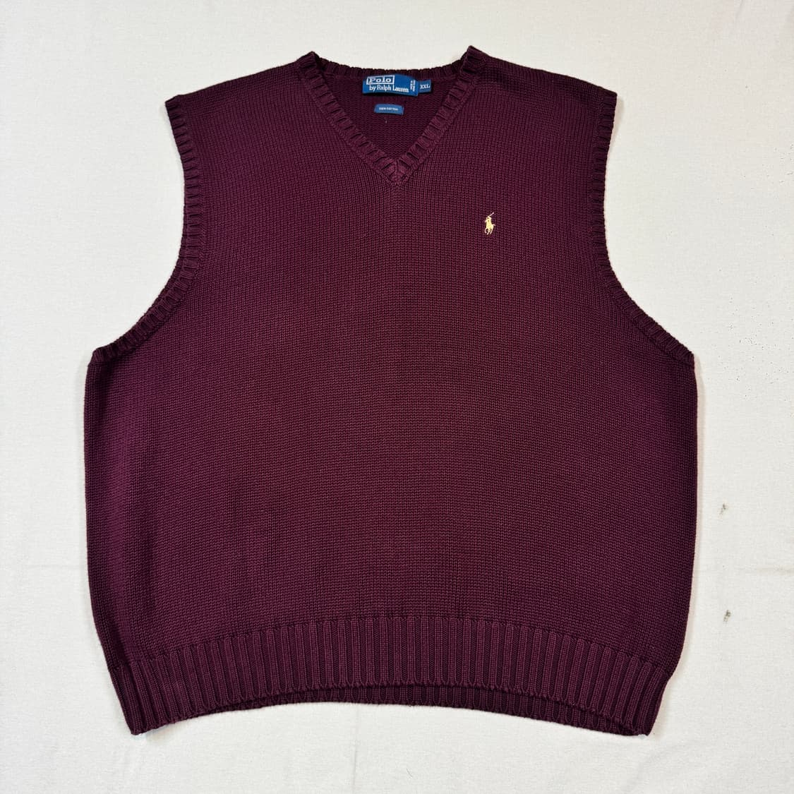 XXL) 폴로 랄프로렌 헤비 코튼 니트 조끼 베스트 버건디 상품이미지1