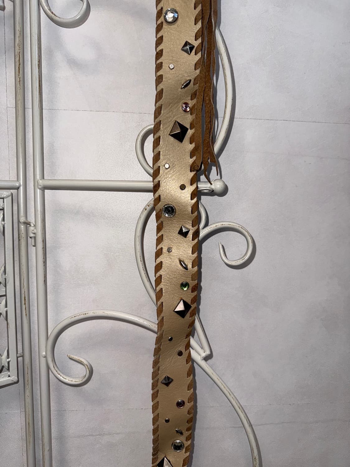 Beige brown western stud suede stitch 벨트 상품이미지5