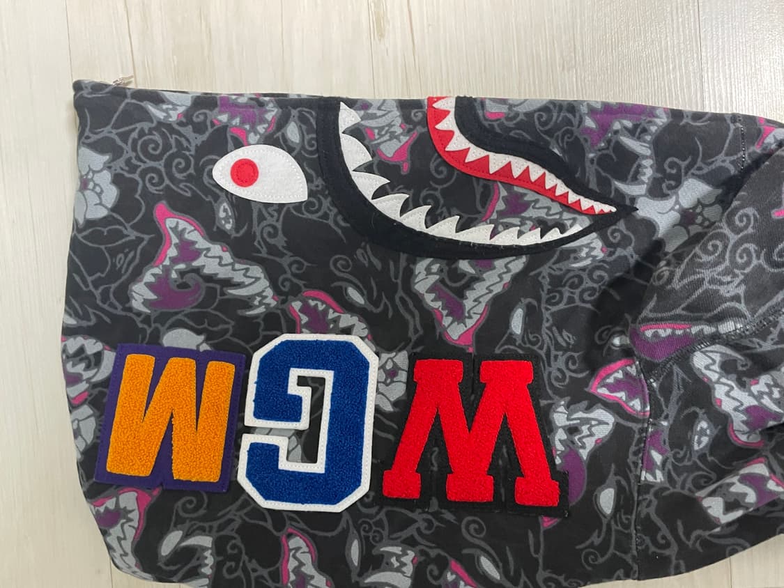 베이프 재패니즈 타투 카모 샤크 Fz 후드집업 블랙 상품이미지6