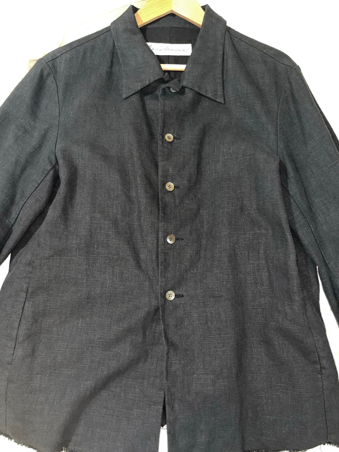 Raw Cut Linen Shirts Black (Tailor Made) 상품이미지2