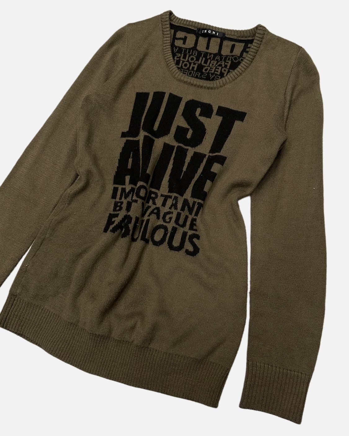 khaki jacquard lettering knit 상품이미지3