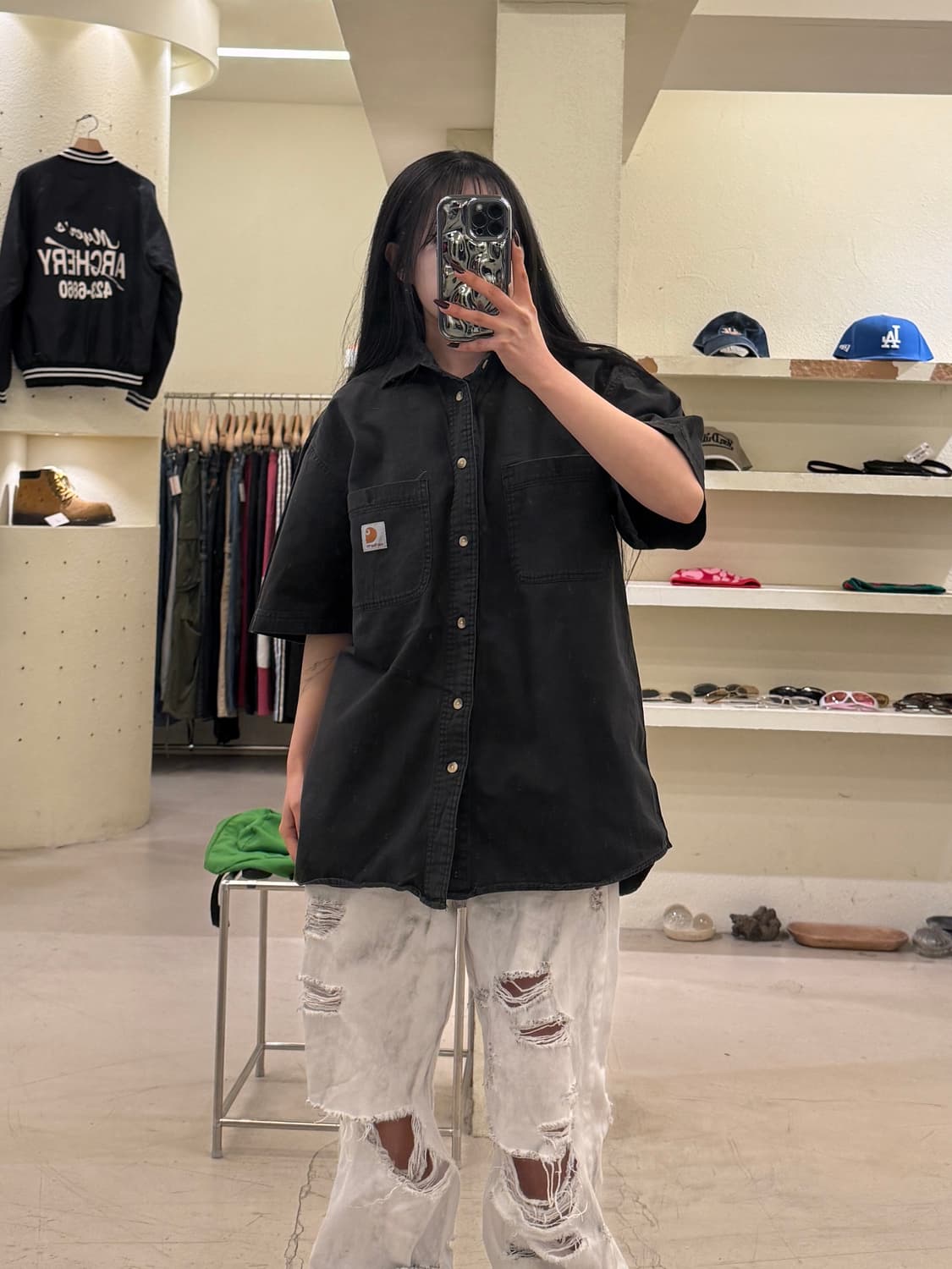 칼하트 반팔 워크셔츠 블랙 U1153 상품이미지1