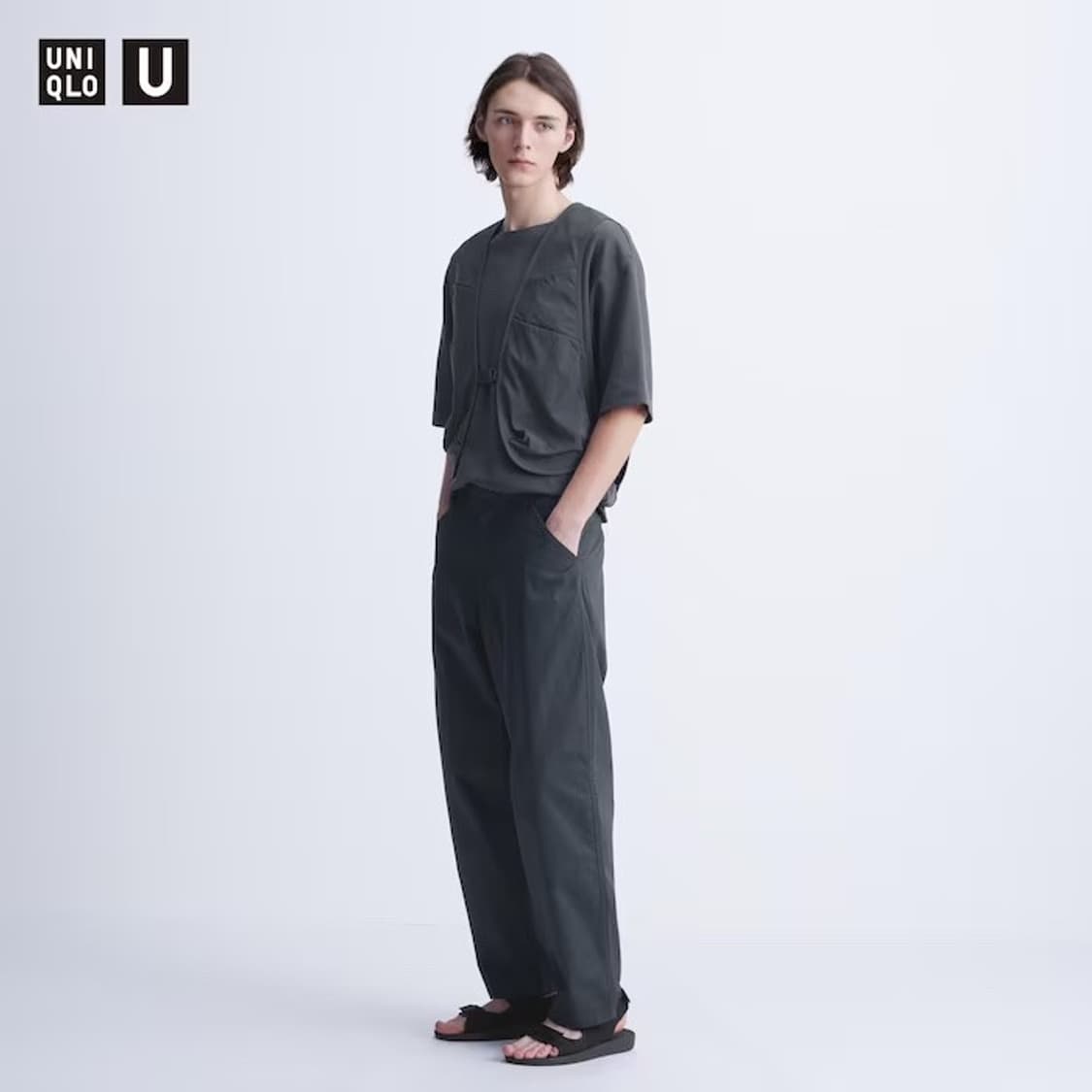 유니클로U 24ss 와이드핏치노 팬츠 블랙 73 상품이미지1