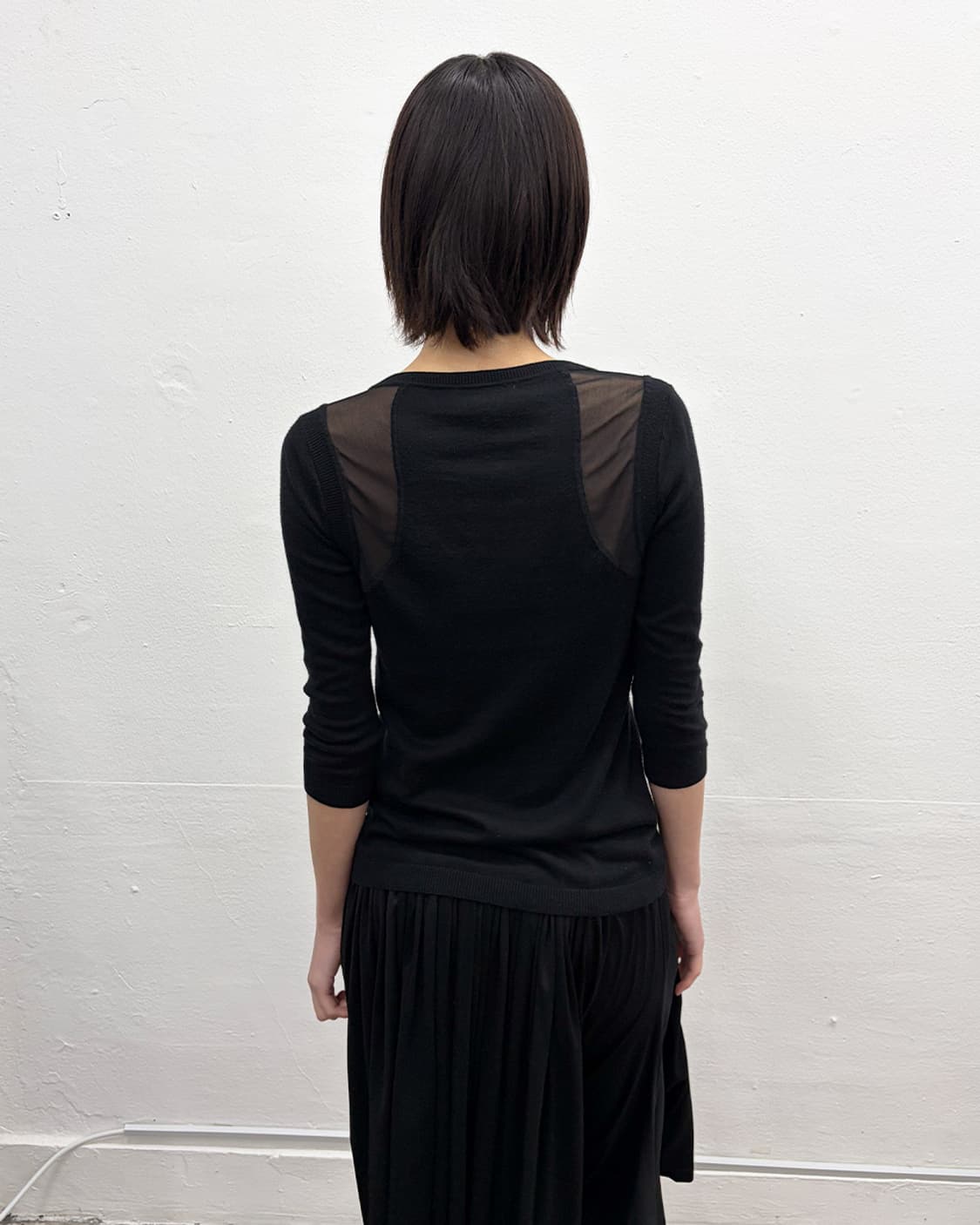 아르마니 익스체인지 메쉬 패널 니트 탑 상품이미지2