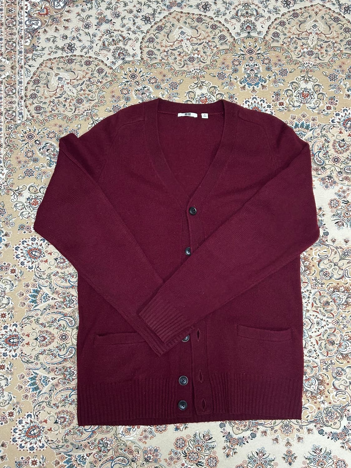 유니클로 버건디 가디건 M 상품이미지1