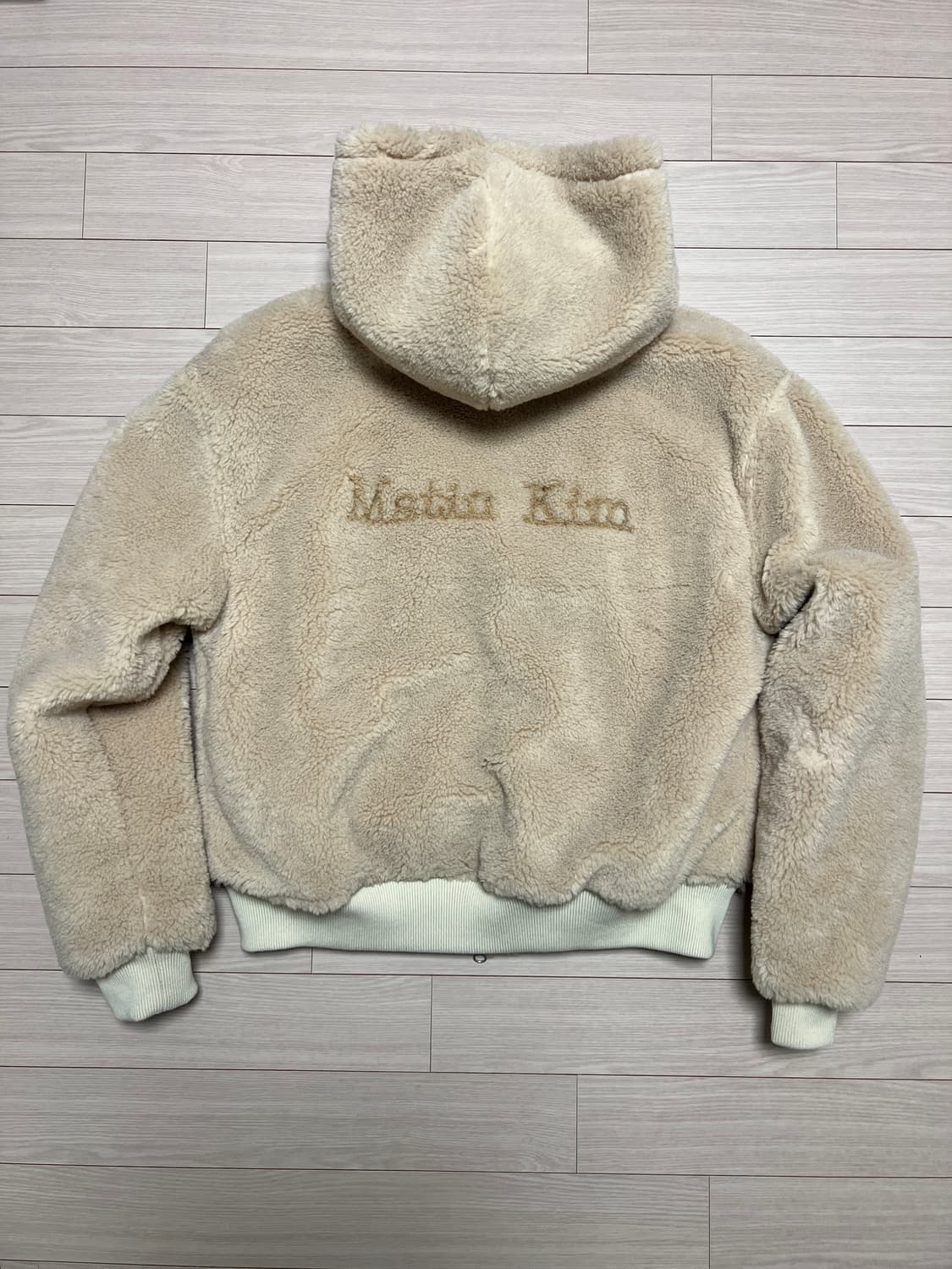 Matin Kim 로고 포인트 플리스 후디 집업 점퍼 베이지 / XL 상품이미지1