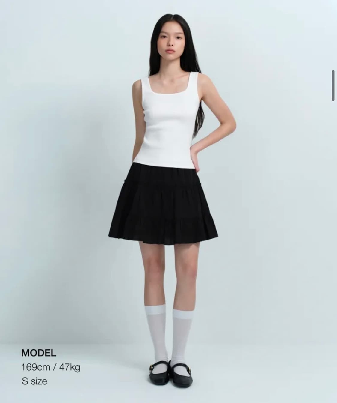 무신사스탠다드우먼 우먼즈 코튼 티어드 미니 스커트 [블랙] xs 상품이미지2