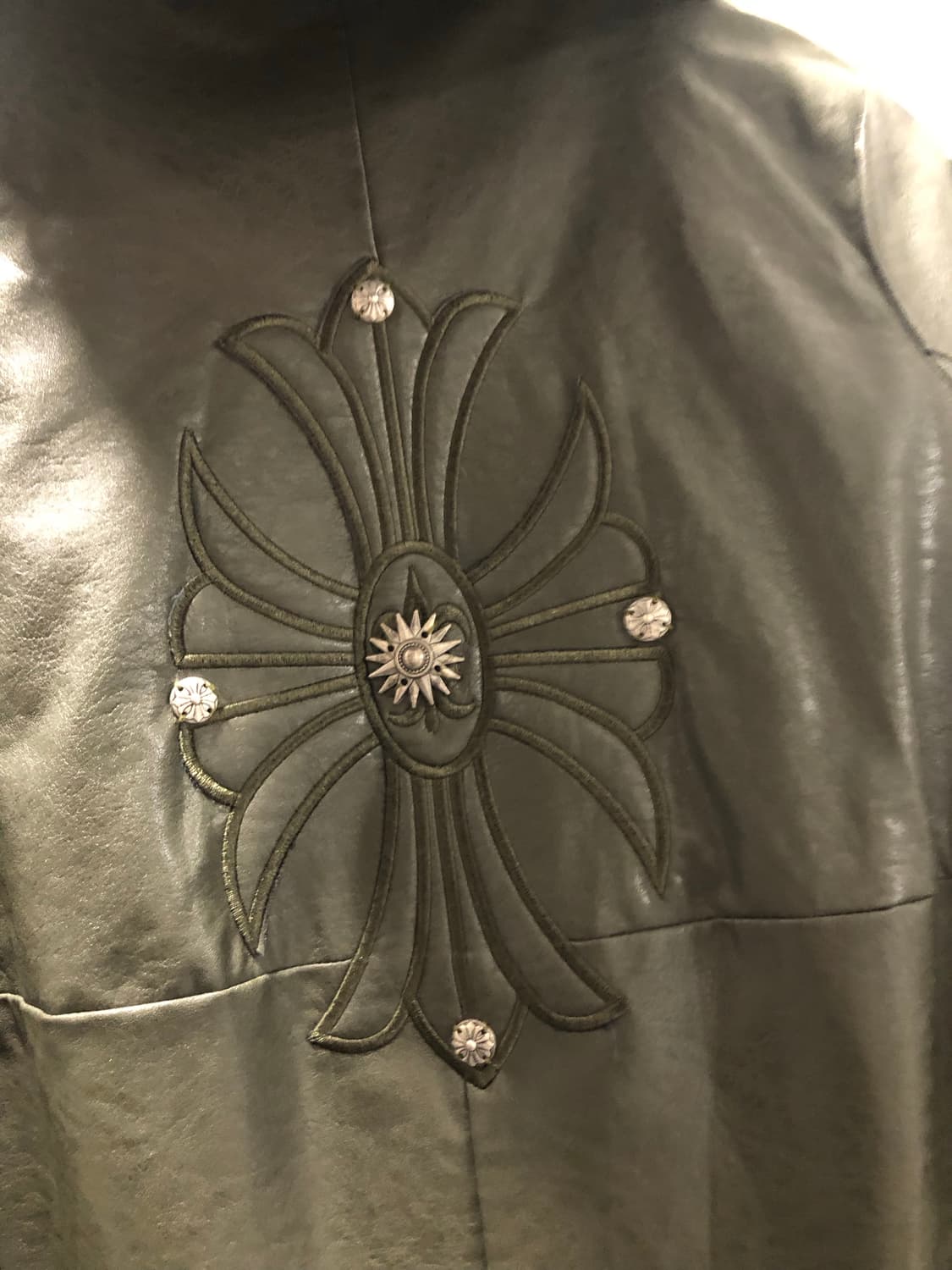 크롬하츠맛 고퀄 페이크 레더 롱 후드자켓 상품이미지6