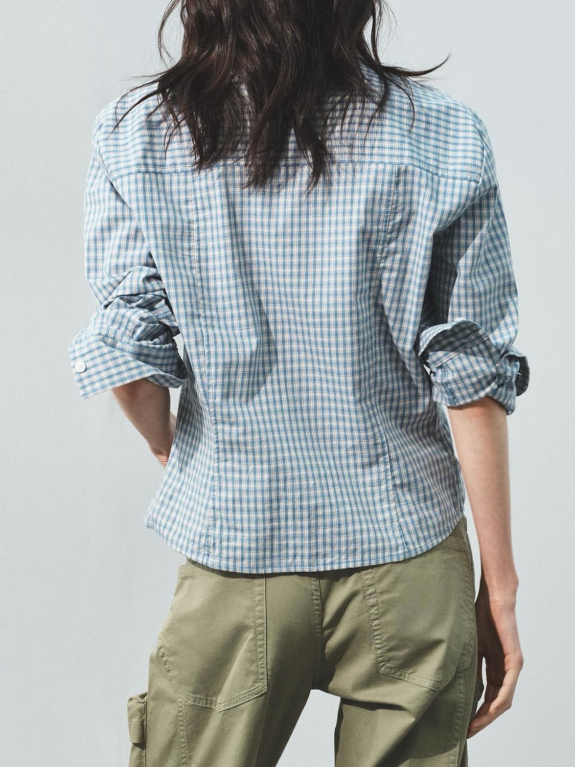 ZARA 슬림핏 체크 셔츠 상품이미지4