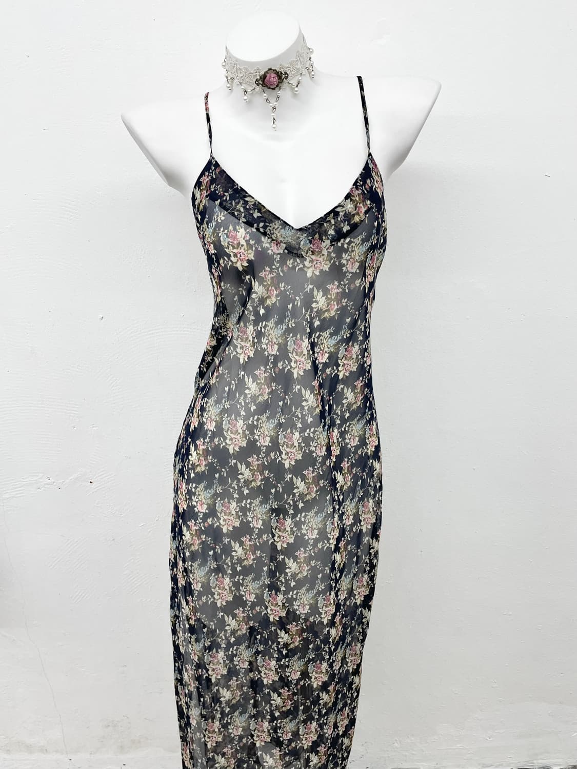 플로럴 시어 롱 슬립 상품이미지1