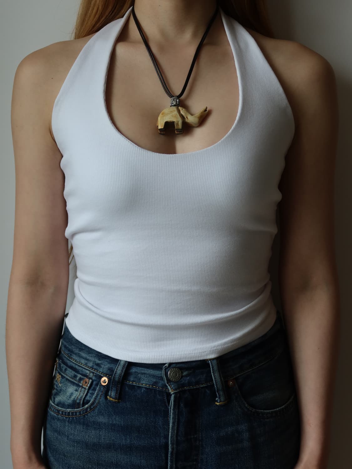 elephant charm leather necklace 상품이미지2