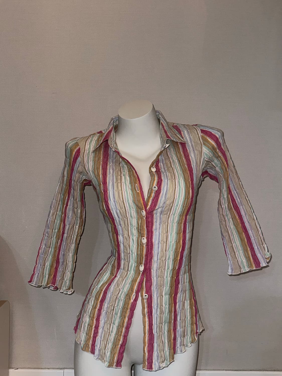 빈티지 스트라이프 슬림핏 7부 셔츠 상품이미지3