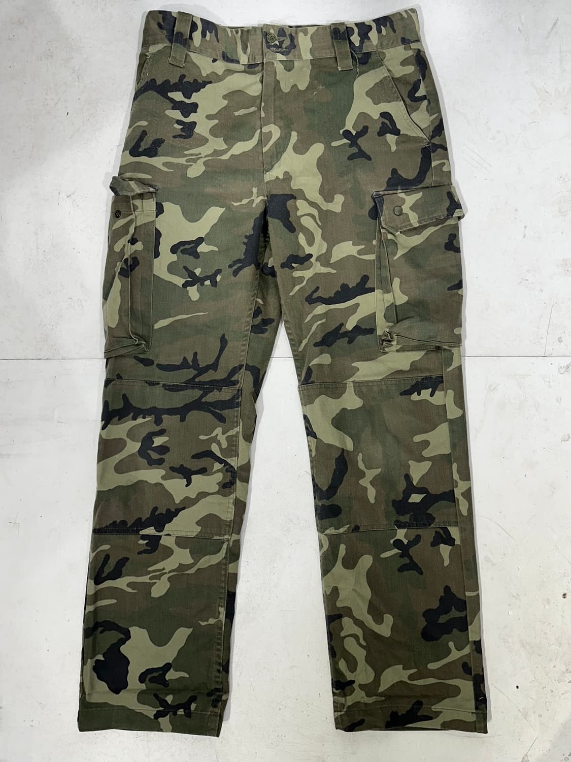 일본 빈티지 카키 밀리터리 카모 와이드 카고 팬츠 군복 바지  상품이미지4