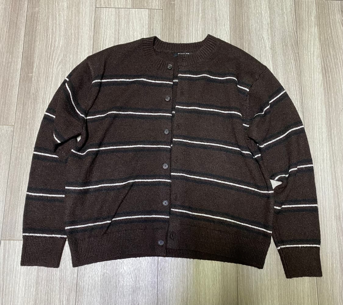 드로우핏 울 헤어리 브로드 스트라이프 가디건 브라운 M 상품이미지2