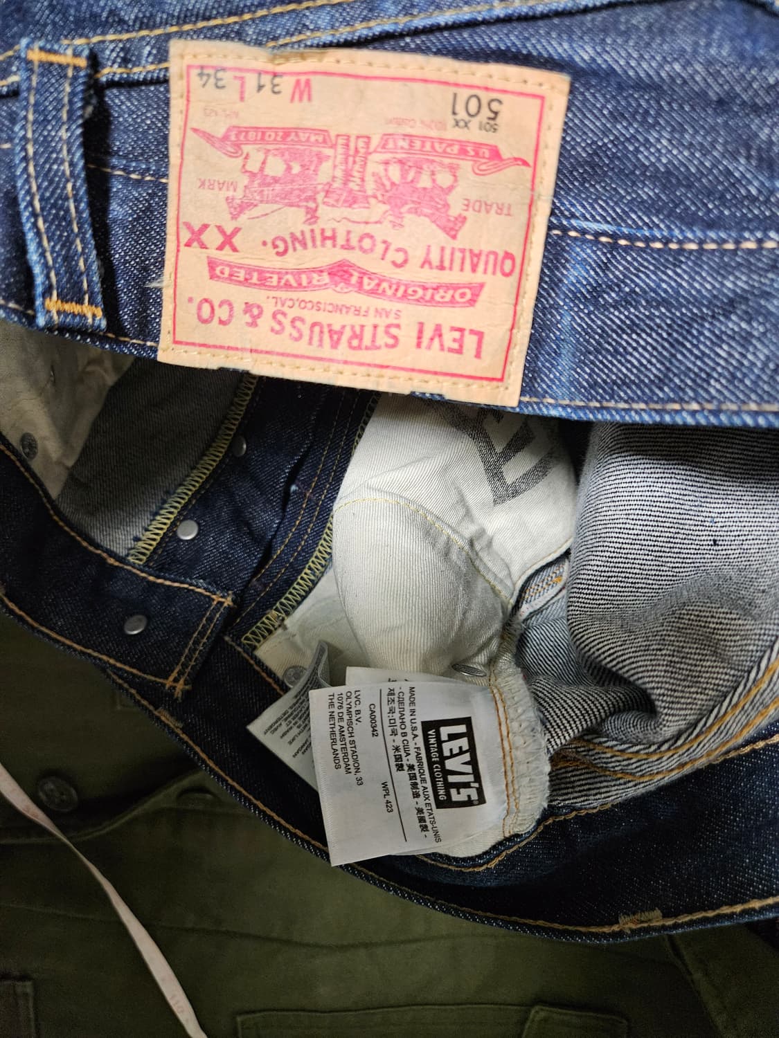 lvc66501 미제 콘밀 31x34 소킹완료. 39cm 리바이스 리지드 상품이미지7