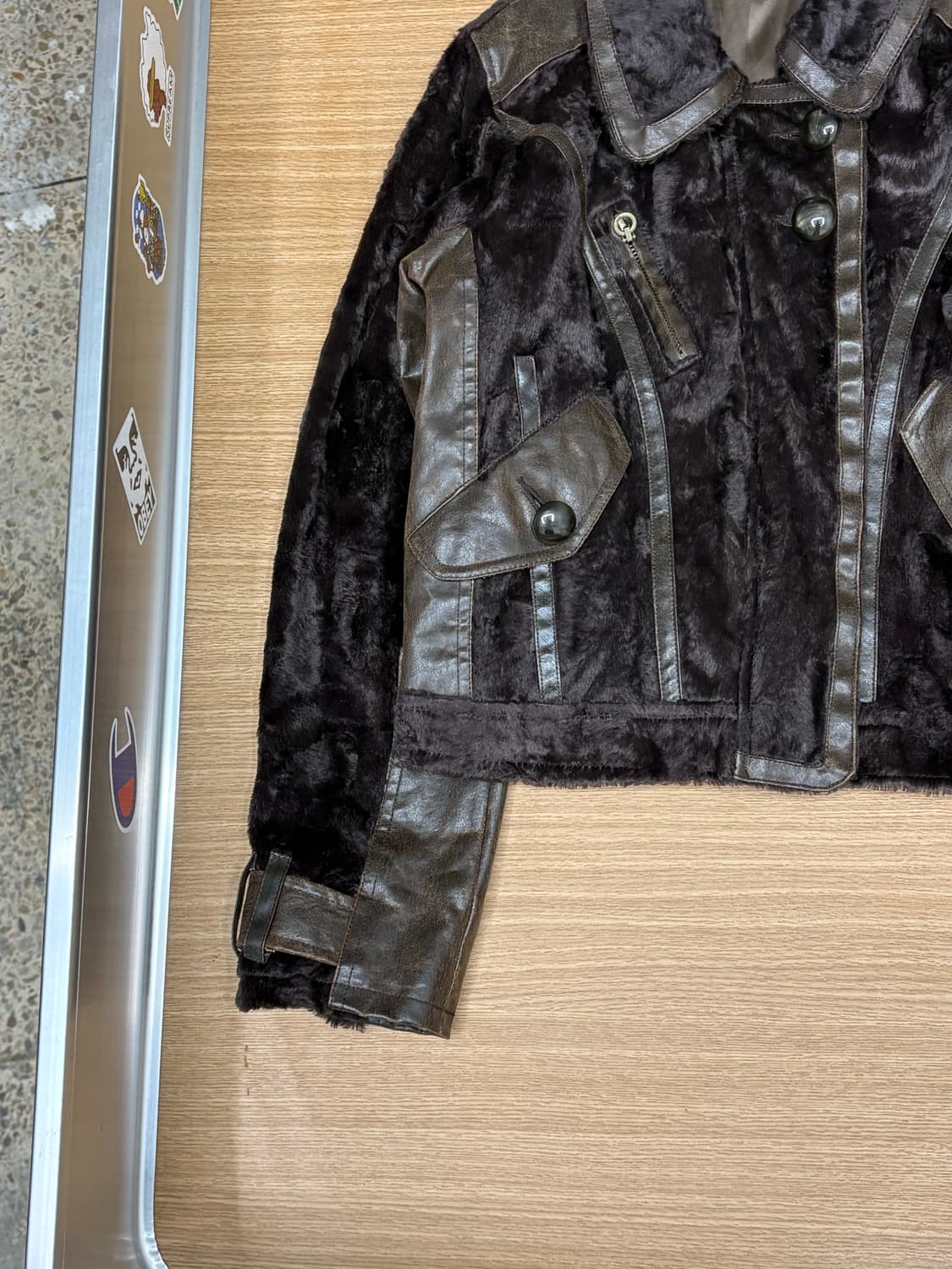 브라운 에코 퍼 래더자켓 y2k 상품이미지4