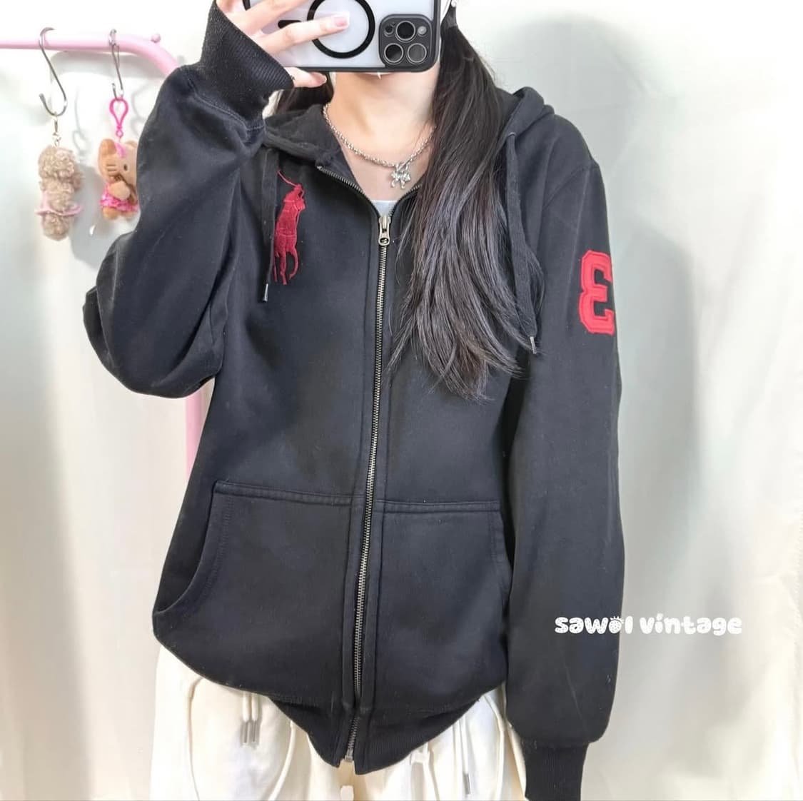 폴로 빅포니 검빨 후드집업 상품이미지2