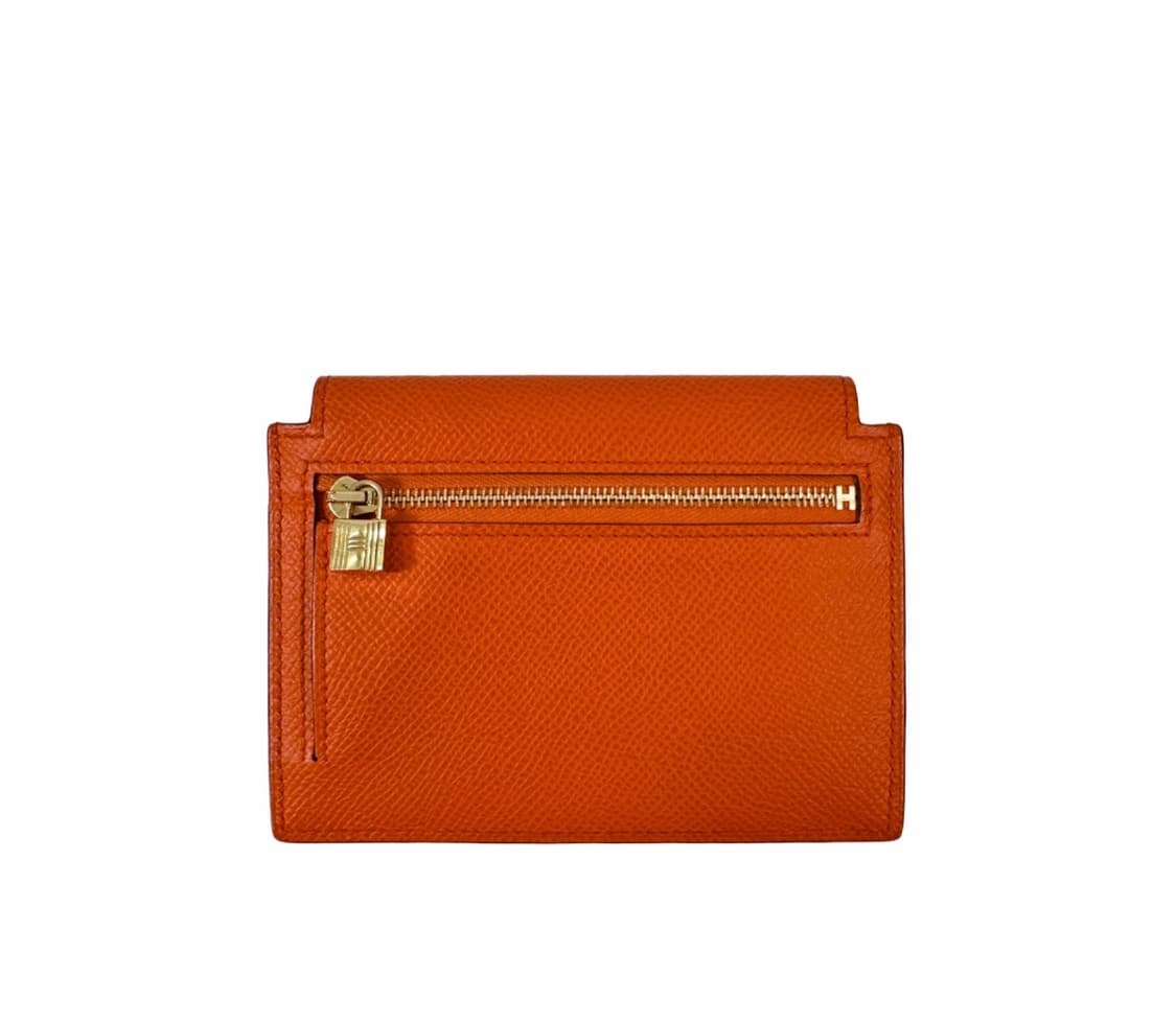 에르메스 여성 켈리 포켓 컴팩트 앱송 카드 지갑 월릿 금장 오렌지 상품이미지2