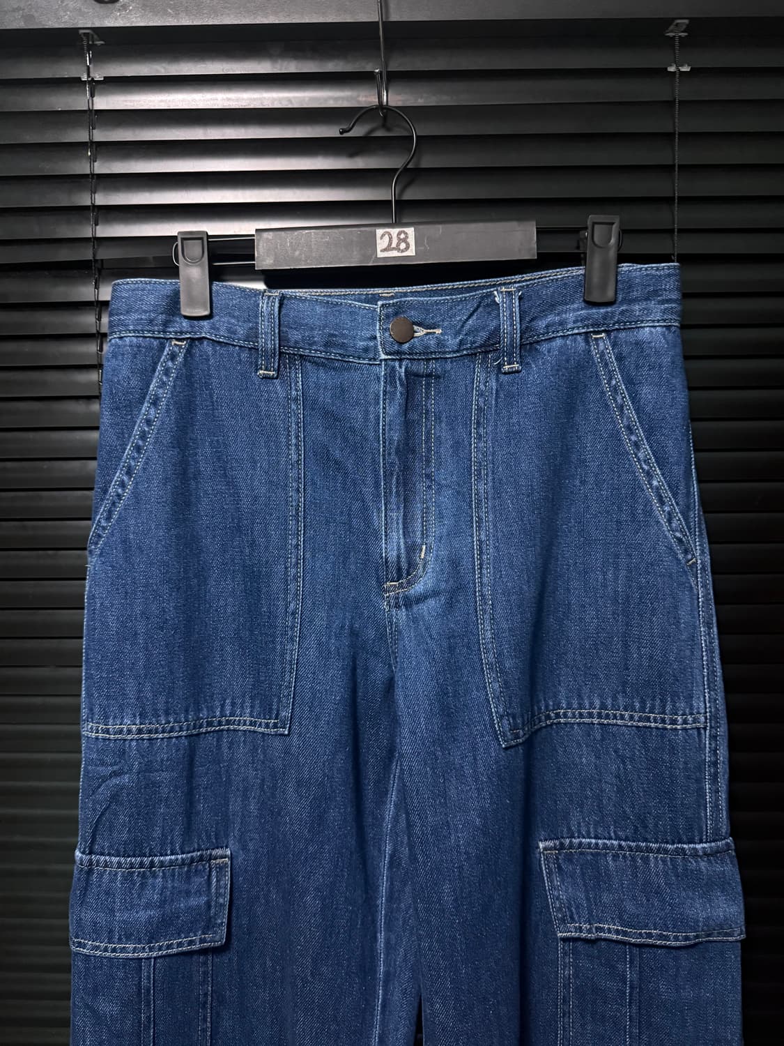 GU 지유 진청 데님 카고 와이드 M 28 29 파라슈트 퍼티그 워크 상품이미지2